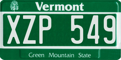 VT license plate XZP549