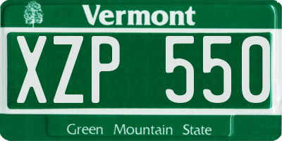 VT license plate XZP550