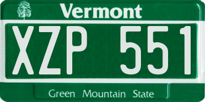 VT license plate XZP551