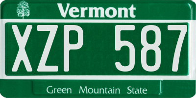 VT license plate XZP587