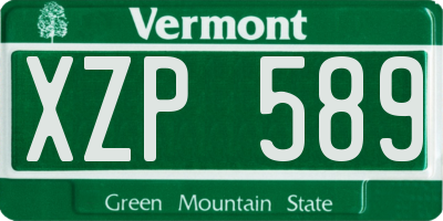 VT license plate XZP589