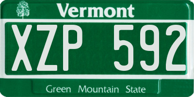 VT license plate XZP592