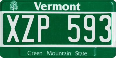 VT license plate XZP593