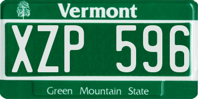 VT license plate XZP596