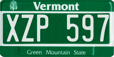VT license plate XZP597