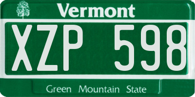 VT license plate XZP598