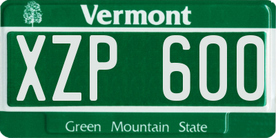 VT license plate XZP600