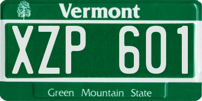 VT license plate XZP601