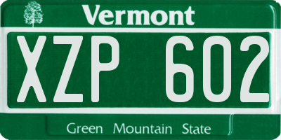 VT license plate XZP602