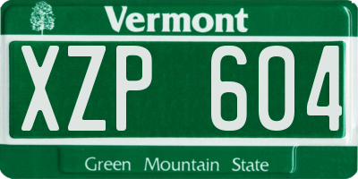 VT license plate XZP604
