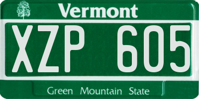 VT license plate XZP605
