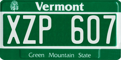 VT license plate XZP607