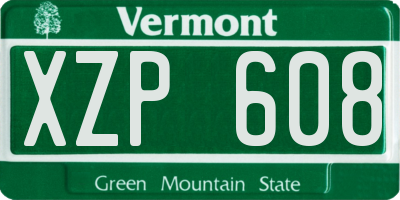 VT license plate XZP608