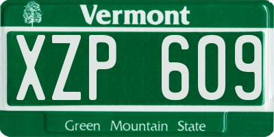 VT license plate XZP609