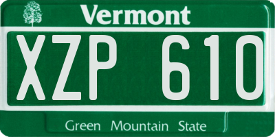 VT license plate XZP610