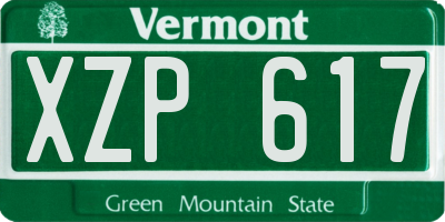 VT license plate XZP617