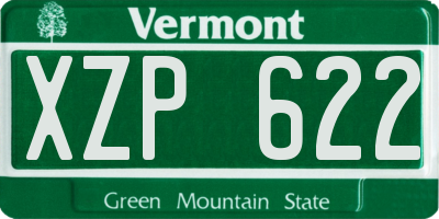 VT license plate XZP622
