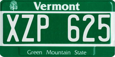VT license plate XZP625