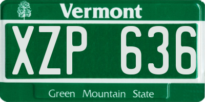 VT license plate XZP636
