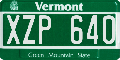 VT license plate XZP640