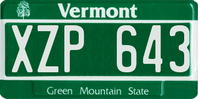 VT license plate XZP643