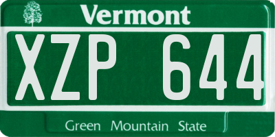 VT license plate XZP644