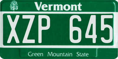 VT license plate XZP645