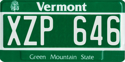 VT license plate XZP646
