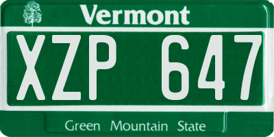 VT license plate XZP647