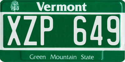 VT license plate XZP649