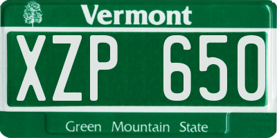VT license plate XZP650