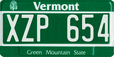 VT license plate XZP654