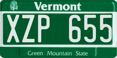 VT license plate XZP655