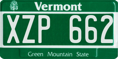 VT license plate XZP662