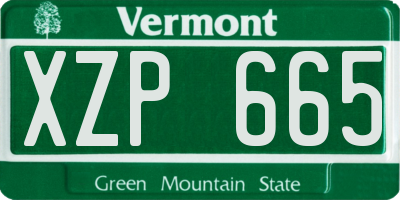 VT license plate XZP665