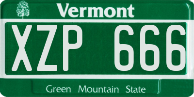 VT license plate XZP666