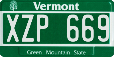VT license plate XZP669