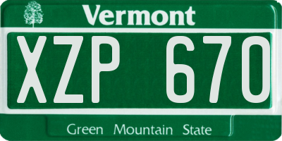 VT license plate XZP670