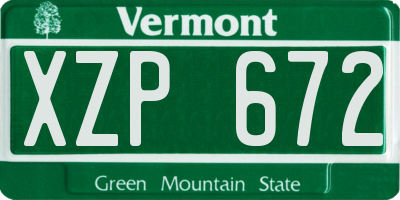 VT license plate XZP672