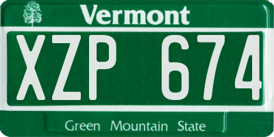 VT license plate XZP674