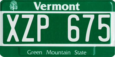 VT license plate XZP675