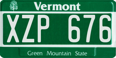 VT license plate XZP676