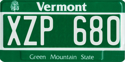 VT license plate XZP680