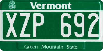 VT license plate XZP692
