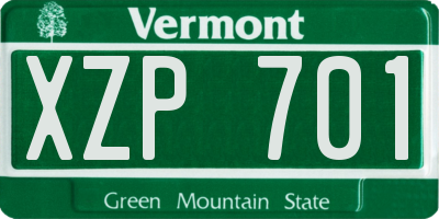 VT license plate XZP701