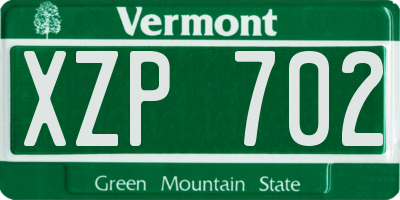 VT license plate XZP702