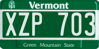 VT license plate XZP703