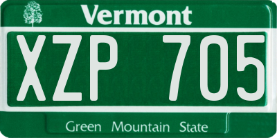 VT license plate XZP705