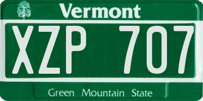 VT license plate XZP707