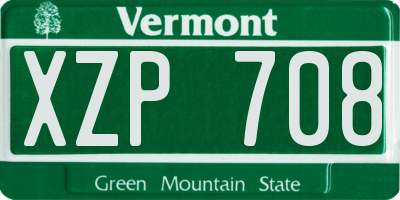 VT license plate XZP708